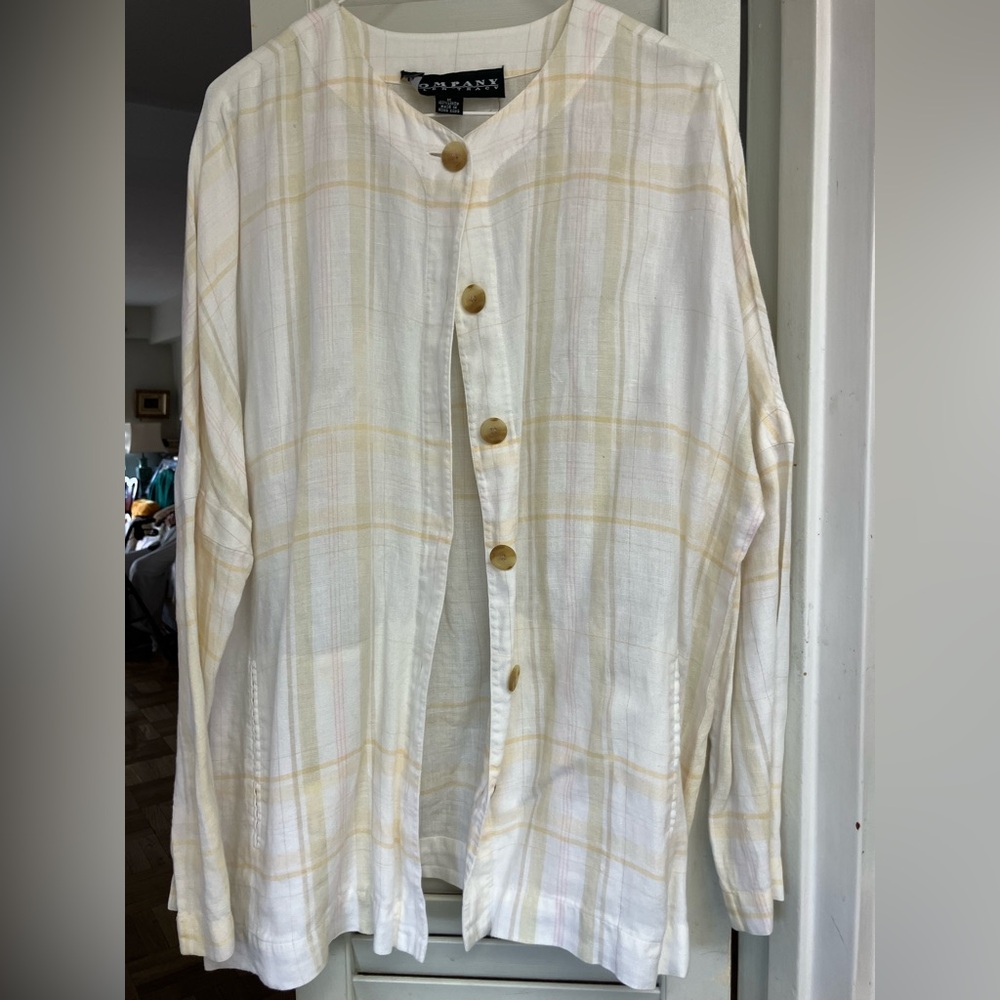 Ellen Tracy women’s Yellow Plaid Button Down Shirt